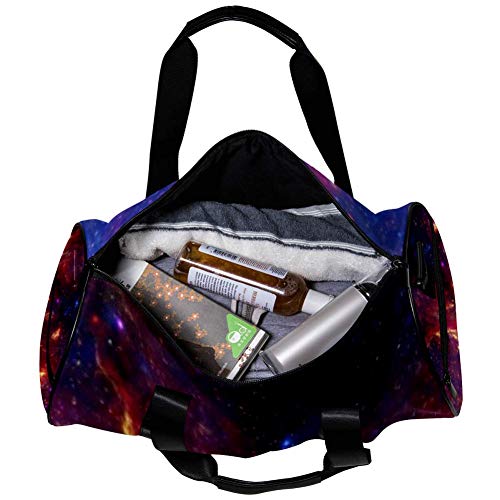 Bolsa de Deporte con diseño de Estrellas de Nebulosa Morada, Resistente al Agua, Bolsa de Gimnasio, Viajes, Bolsa de Fin de Semana, 17.7 x 9 x 9 Pulgadas