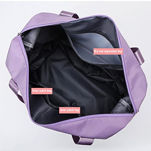 Bolsa de deporte de gran capacidad, bolso de viaje con luz rosa, tela Oxford, bolsa de vacaciones para gimnasio, culturismo, yoga, sauna, viajes de negocios (púrpura)