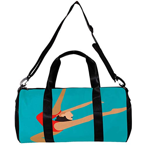 Bolsa de deporte redonda con correa de hombro desmontable para gimnasia rítmica y artística, bolsa de entrenamiento para mujeres y hombres