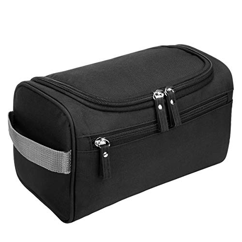 Bolsas de Aseo Neceser de Viaje Mujer Hombre Neceser para Colgar con con el Gancho Colgante Impermeable y Plegable Bolsa de Cosméticos de Baño Multifuncion para Viaje Hogar Vacaciones Negro