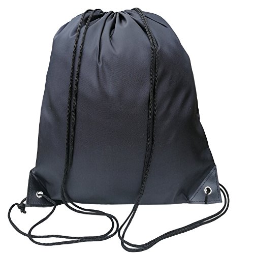 Bolsas de gimnasia cordón bolsas,bolsa impermeable，Bolso del equipo del PE / bolso de escuela / morral / GYMnastics, perfecto para la escuela, los deportes, la playa, los libros y el recorrido-negro