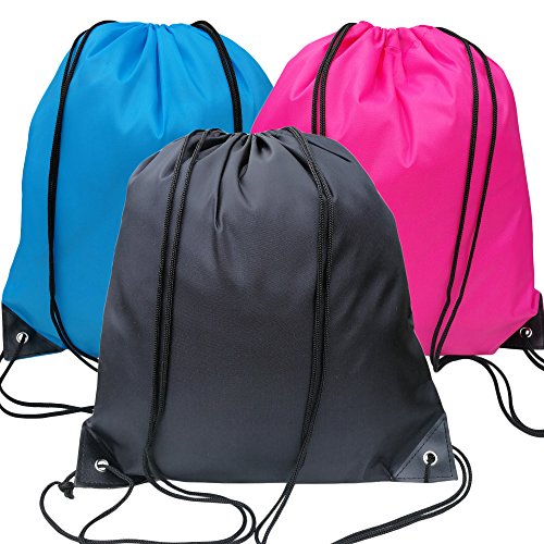 Bolsas de gimnasia cordón bolsas,bolsa impermeable，Bolso del equipo del PE / bolso de escuela / morral / GYMnastics, perfecto para la escuela, los deportes, la playa, los libros y el recorrido-negro