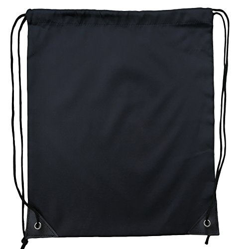 Bolsas de gimnasia cordón bolsas,bolsa impermeable，Bolso del equipo del PE / bolso de escuela / morral / GYMnastics, perfecto para la escuela, los deportes, la playa, los libros y el recorrido-negro