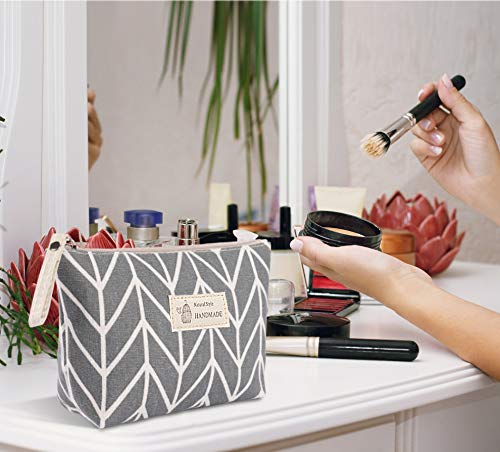 Bolsas de Maquillaje de Lona Neceser de Cosméticos Impresa Bolsa Organizadora de Viaje de Multifunción con Cremallera Bolsa de Lavado Bolsa de Almacenamiento para Mujer 4 Piezas (4 Estilo)