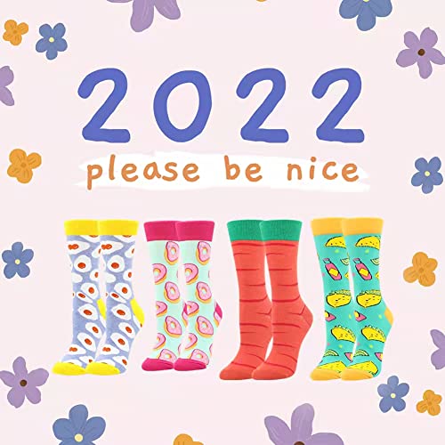 BONANGEL Calcetines Divertidos para Mujer, Calcetines de Animales, Novedad Bonita, Calcetines de Fantasía Coloridos Algodón Extraño, Cálidos Cumpleaños, Navidad para Mujeres (8 Pairs-Donut2)