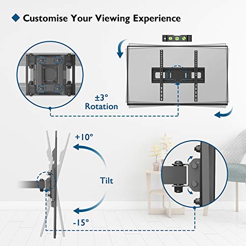 BONTEC Soporte Pared TV Planos & curvos de 23-60 Pulgadas, MAX VESA 400x400mm Inclinable y Giratorio, Doble Brazo y Movimiento Completo, Incluye Cable HDMI, Nivel topográfico, 5 Correas de Velcro