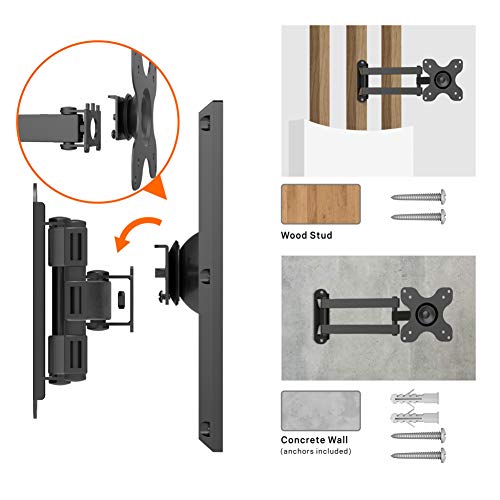 BONTEC Soporte TV Pared El Soporte de Pared para Monitor Y Televisores de LCD/LED/Plasma de 13-30 Pulgadas de hasta 15 kg Puede Inclinarse, Girarse, Extenderse y Rotarse, VESA 75x75mm/100x100mm