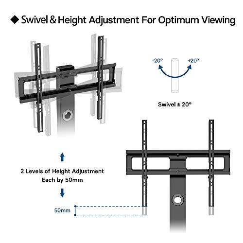 BONTEC Soporte TV Suelo Giratorio para LCD LED Plasma Flat Curved TVs de 30-65 Pulgadas, con 3 estantes de Vidrio Templado,MAX VESA 600x400 mm