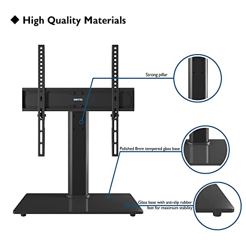 BONTEC Soporte TV Universal Soporte TV Mesa Peana para TV de 26-55 Pulgadas LED/LCD/Plasma/Curva/Plana, Altura Ajustable Plano y Curvo hasta 40 kg, máx. VESA 400x400 mm