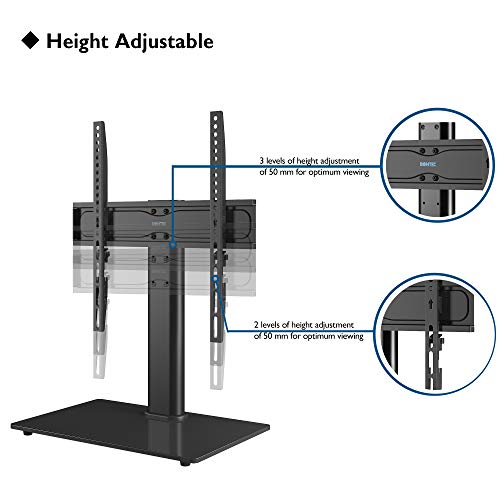 BONTEC Soporte TV Universal Soporte TV Mesa Peana para TV de 26-55 Pulgadas LED/LCD/Plasma/Curva/Plana, Altura Ajustable Plano y Curvo hasta 40 kg, máx. VESA 400x400 mm