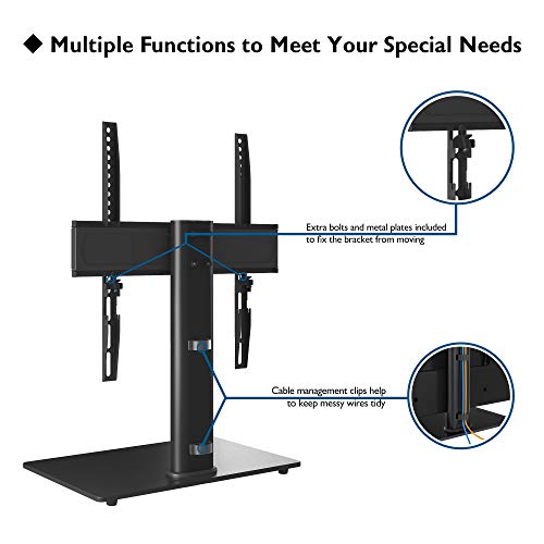 BONTEC Soporte TV Universal Soporte TV Mesa Peana para TV de 26-55 Pulgadas LED/LCD/Plasma/Curva/Plana, Altura Ajustable Plano y Curvo hasta 40 kg, máx. VESA 400x400 mm