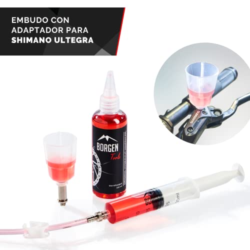 Borgen Kits de Purga para Frenos Apto para Shimano Discos hidráulicos I Kit de Servicio para Frenos de Bicicletas I Conjunto de Purga con Instrucciones Paso a Paso para la Purga