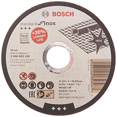 Bosch 2 608 603 254 - Disco de corte inox, 115x1 mm, 10 Unidades