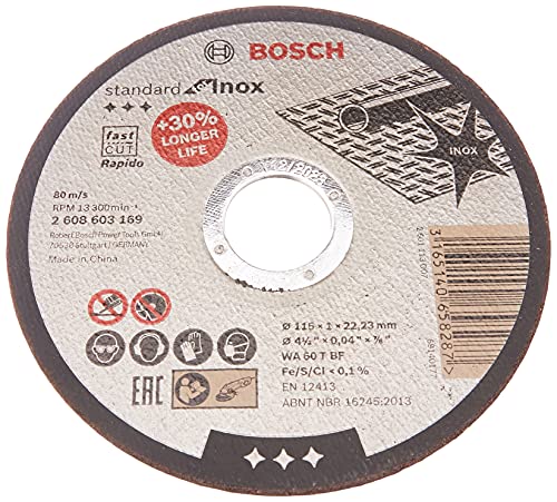 Bosch 2 608 603 254 - Disco de corte inox, 115x1 mm, 10 Unidades