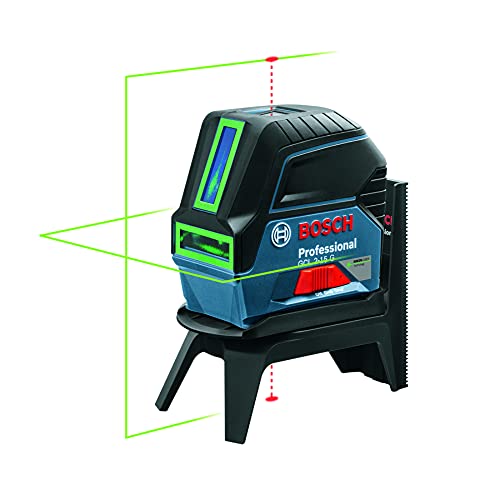 Bosch Professional Nivel láser GCL 2-15 G (láser verde, interior, puntos de plomada, alcance: 15 m, 3 pilas de 1,5 V, soporte giratorio RM 1, placa reflectora de medida del láser, maletín)