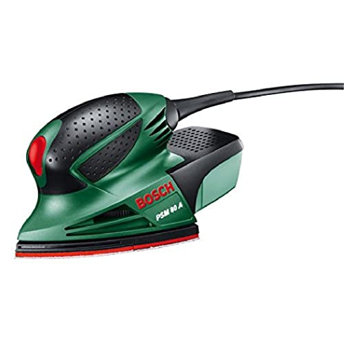 Bosch PSM 80 A - Multilijadora, 3 hojas de lija RedWood, con maletín (80 W, nº carreras en vacío: 20.000 min-1, Ø circuito oscilante: 1,4 mm)