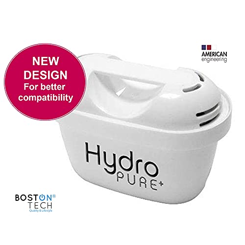 BostonTech 4 Cartuchos Hydro Pure+, filtros de agua compatibles con Jarras Brita Maxtra y Maxtra+, Efecto Prolongado (8 Meses, 4 x 60 días Cada Filtro) reducen la Cal y el Cloro. Gran Sabor