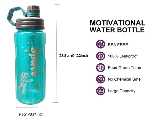 Botella De Agua Deportiva de 1,5 litros, botella de agua de gimnasio, sin BPA, a prueba de fugas, unisex para correr, ciclismo, trabajo y gimnasio, botella agua con indicador de mililitro