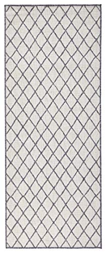 bougari Alfombra Reversible para Interior y Exterior, Color Gris y Crema, 80 x 250 cm