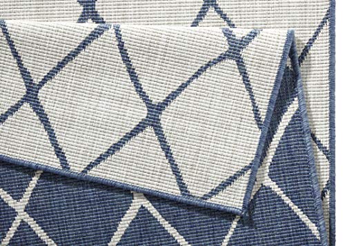 bougari Malaga Reversible y Exterior para en Alfombra Azul/Crema 80 x 150