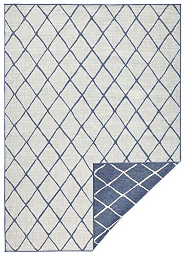 bougari Malaga Reversible y Exterior para en Alfombra Azul/Crema 80 x 150