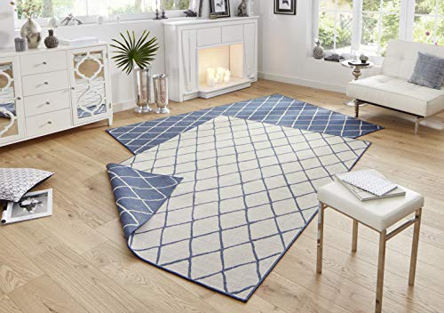 bougari Malaga Reversible y Exterior para en Alfombra Azul/Crema 80 x 150