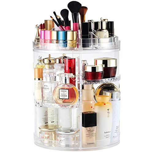 Boxalls Organizador de Maquillaje de Giratorio, Transparentes | Organizador de Cosméticos con Rotación 360 Grados, Ajustable, Compartimento de Almacenamiento de Cosméticos con Múltiples Funciones