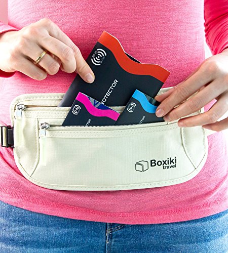 Boxiki Travel - Fundas de bloqueo RFID, juego con codificación de color para evitar robos de identidad, bloqueo RFID (azul marino)