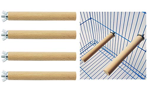 BPS 4 Pcs Percha para Pájaro Soporte de Madera Natural para Colgar Jaula de Pájaro Loros Periquitos Cacatúas 16.5 * 2 cm BPS-4250 * 4 (4 Pcs)