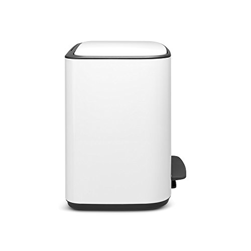 Brabantia Bo Pedal - Cubo de basura, Acero Inoxidable, 2 cubos interiores , Blanco, 11 + 23 litros