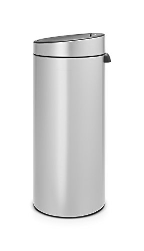 Brabantia Touch Bin Cubo de Basura, 30 litros, Acero Inoxidable, Gris Metalizado, 32 x 29.5 x 72 cm