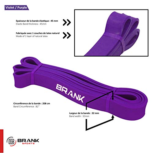 BRANK SPORTS Banda elástica de Deporte para musculación y Fitness, Banda de Resistencia Ideal para la Movilidad y Ayuda a los suéteres en Crossfit o Street Workout (1-Púrpura)