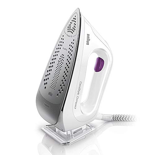 Braun CareStyle Compact IS2044 - Centro de Planchado, Suela 3D Eloxal Plus, Potencia 2200 W, Depósito 1.3 L, Vapor Constante 120 g/min, Presión 5 bar y Golpe de Vapor 350 g/min, Blanco/Púrpura