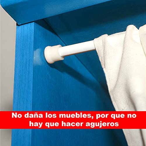 Bravatta. Porta Visillos Extensible de 30 a 50 cm. Barra Ajustable para Cortinas. Varilla Extensible para Visillos y Cortinas. Barra armario Colgar Ropa (Blanco)