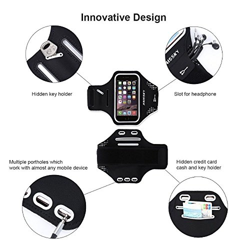 Brazalete Deportivo para Correr Prueba de Sudor Apoyo Gimnasio Deportivo Brazo Banda Armband Soporte para Llaves,Cables y Tarjetas para iPhone 8/7/6,Galaxy S9/S8 Huawei,Bq x5,HTC, LG hasta 5.2 pulgas