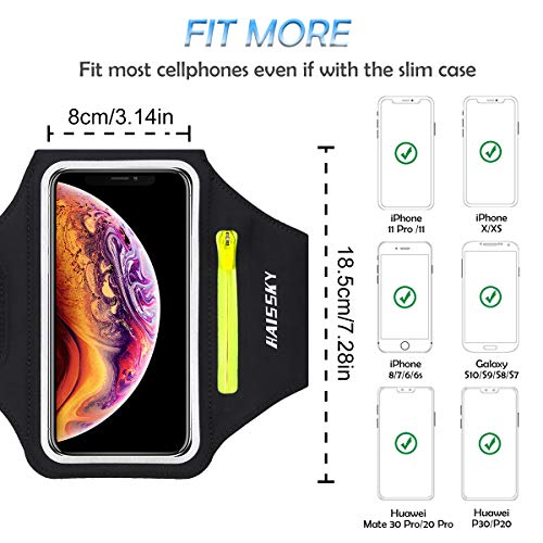 Brazalete Deportivo,Brazalete Correr Móvil para iPhone 12/11/11 Pro/XR/XS max/8/7 Plus/6s, Samsung Galaxy A50s/A30s/ S10/S10/S9/S9/ S8/S7 hasta 6.5", Touch ID, Brazalete teléfono con Airpods Holder