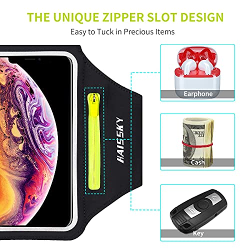 Brazalete Deportivo,Brazalete Correr Móvil para iPhone 12/11/11 Pro/XR/XS max/8/7 Plus/6s, Samsung Galaxy A50s/A30s/ S10/S10/S9/S9/ S8/S7 hasta 6.5", Touch ID, Brazalete teléfono con Airpods Holder