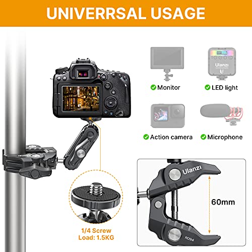 Brazo mágico con abrazadera Super Clamp Crab y brazo de cabeza esférica de 360° para cámara, lámpara de vídeo LED, brazo articulado, monitor, micrófono, bicicleta y moto Action Cam