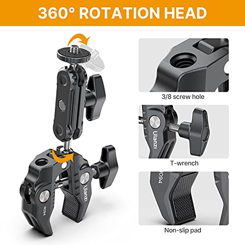 Brazo mágico con abrazadera Super Clamp Crab y brazo de cabeza esférica de 360° para cámara, lámpara de vídeo LED, brazo articulado, monitor, micrófono, bicicleta y moto Action Cam