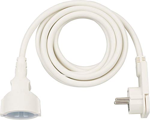 Brennenstuhl cable alargador de 3 m con enchufe plano (alargador eléctrico, enchufe plano, para interiores) blanco