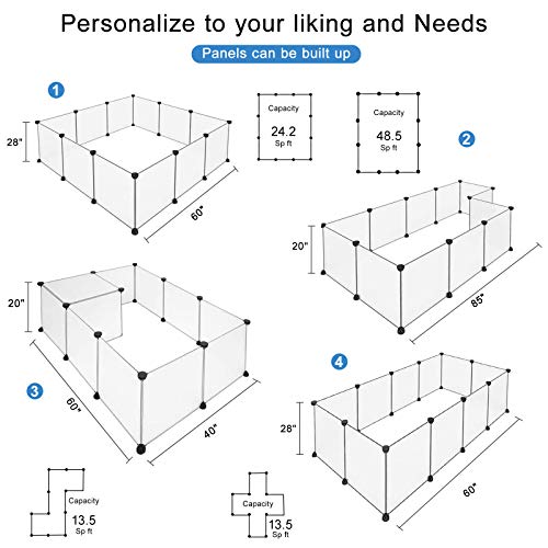 BRIAN & DANY Valla para Mascotas, Parque para Animales Pequeños Jaula Modular de Plástico para Conejos, Hamster, Cobayas, 12 paneles, 203 x 101 x 71 cm, humo