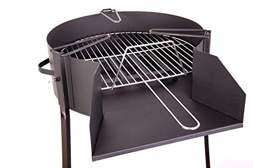 BRICOMIRAS Barbacoa Redonda LEÑA Y CARBÓN 50 CENTÍMETROS con Soporte para PAELLERA Ideal Camping Y Playa