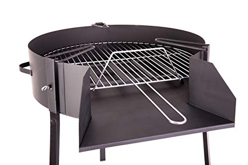 BRICOMIRAS Barbacoa Redonda LEÑA Y CARBÓN 60 CENTÍMETROS Ø con Soporte para PAELLERA Ideal para Camping Y Playa