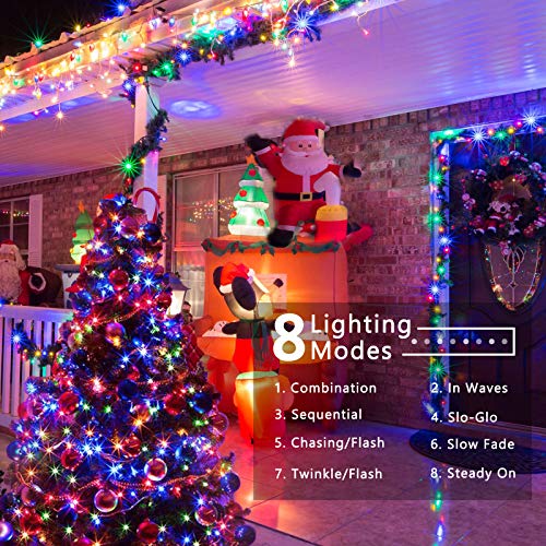 BrizLabs Cadena de Luces Navidad, 15M 100 LED Árbol de Navidad Luces de Hadas Exterior 8 Modos Impermeable Blanco Cálido Guirnarldas Luces Decorativas Interior para Navidad Fiestas Jardín (Multicolor)