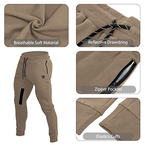 BROKIG Pantalones de Chándal de Gimnasio para Hombre Joggers Chándal Vertex para Jogging Pantalones para Correr con Bolsillos Beige M