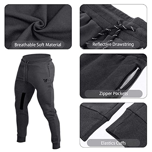 BROKIG Pantalones de Chándal de Gimnasio para Hombre Joggers Chándal Vertex para Jogging Pantalones para Correr con Bolsillos Gris Oscuro S