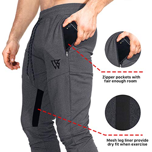 BROKIG Pantalones de Chándal de Gimnasio para Hombre Joggers Chándal Vertex para Jogging Pantalones para Correr con Bolsillos Gris Oscuro S