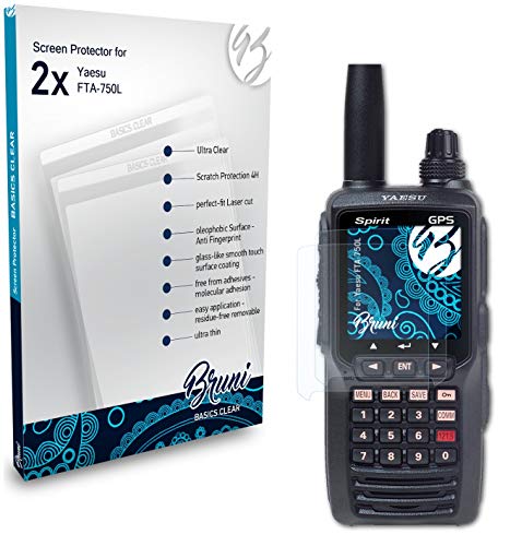 Bruni Película Protectora Compatible con Yaesu FTA-750L Protector Película, Claro Lámina Protectora (2X)