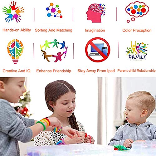 Bst4UDirect DIY Gomas Loom Bandas Conjunto, 10000 Bandas de Goma con 28 Colores, 680 Accesorios de Goma Arcoíris para Tejer Artesanías de Bricolaje para Niños en Cajas de Almacenamiento