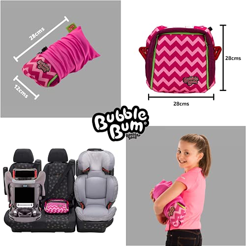 BubbleBum Asiento Elevador de Coche Hinchable / Inflable - Grupo 2/3 Niños - Estrecho | Delgado | Sin Respaldo | Portátil | Plegable | Elevador de Viaje - Compacto, Cómodo y Conveniente - Rosa